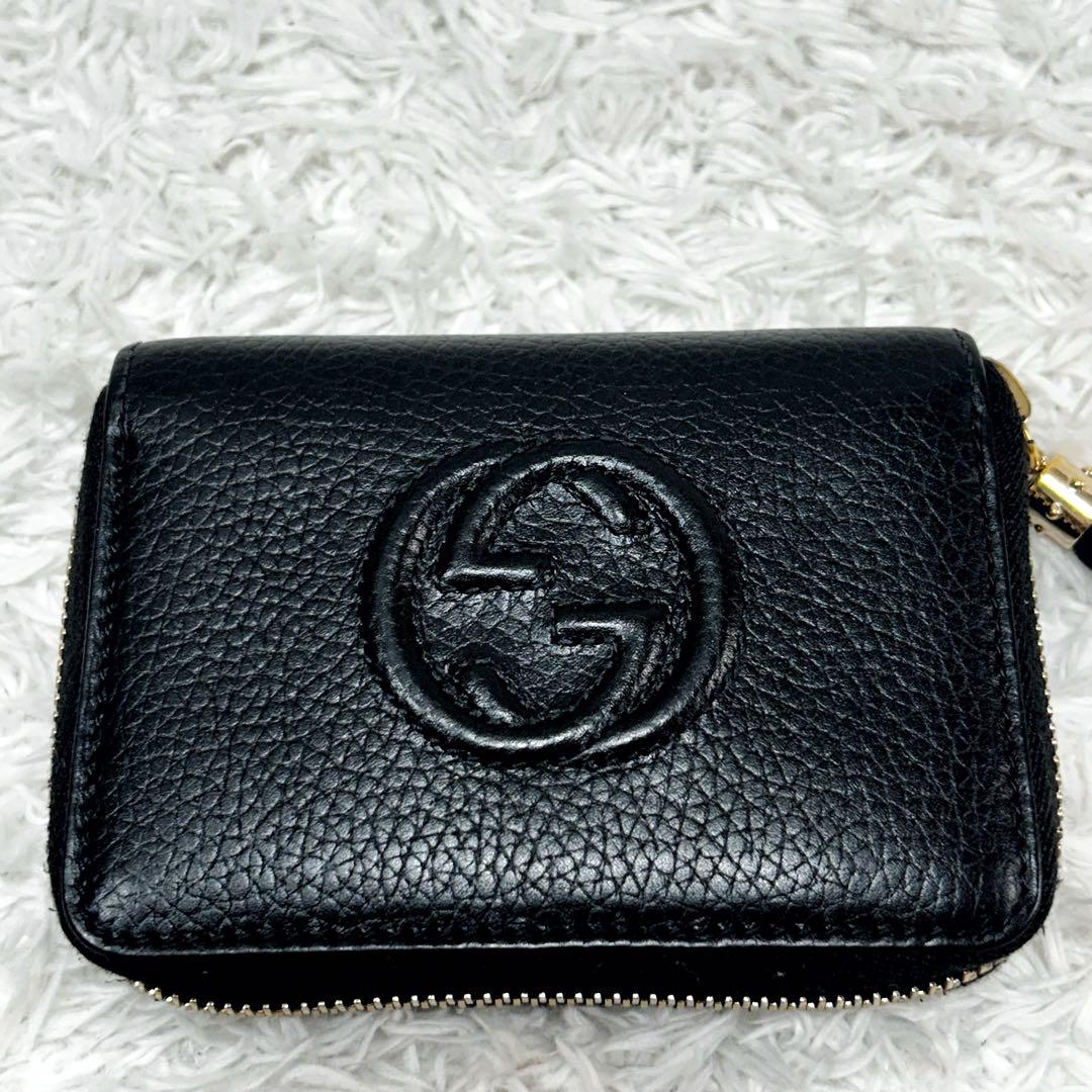 正規品 美品✨GUCCI グッチ　GGソーホー　レザー　コンパクトウォレット　黒