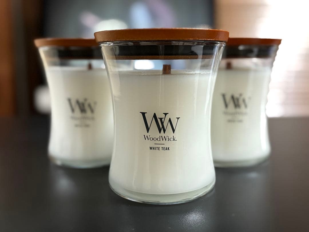 WW wood wick white teak Mサイズ　3個セット