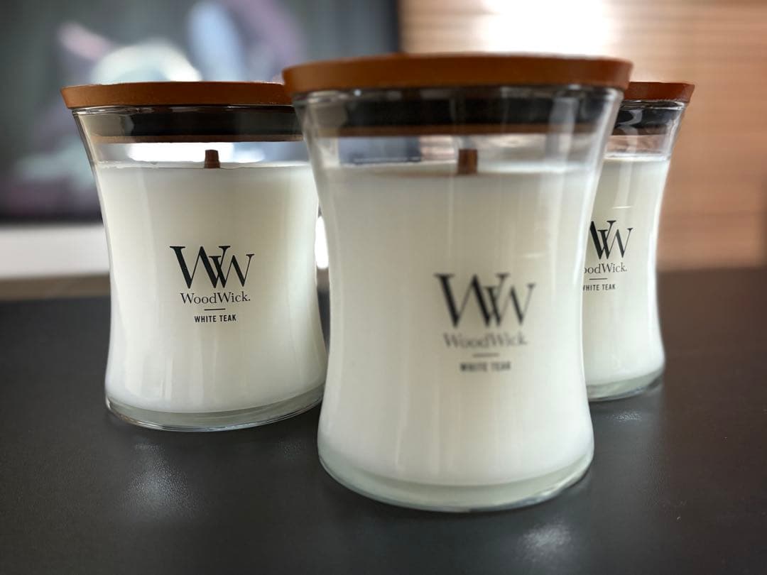 WW wood wick white teak Mサイズ　3個セット