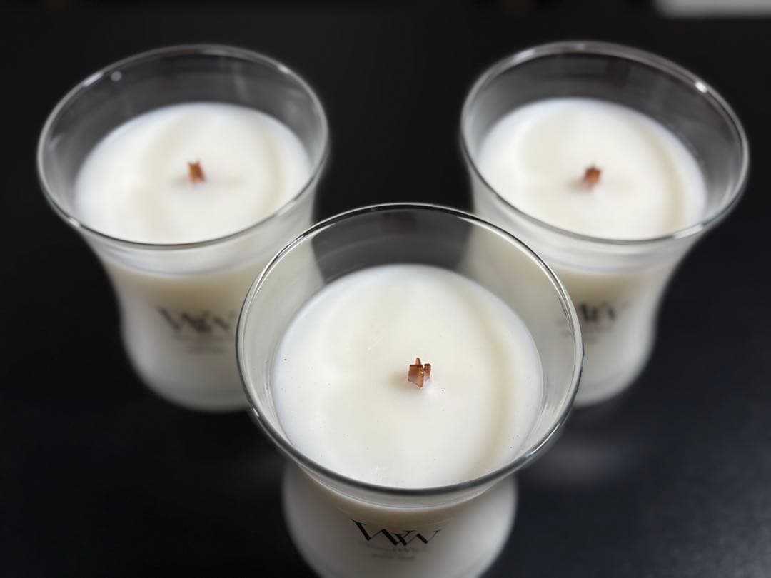 WW wood wick white teak Mサイズ　3個セット