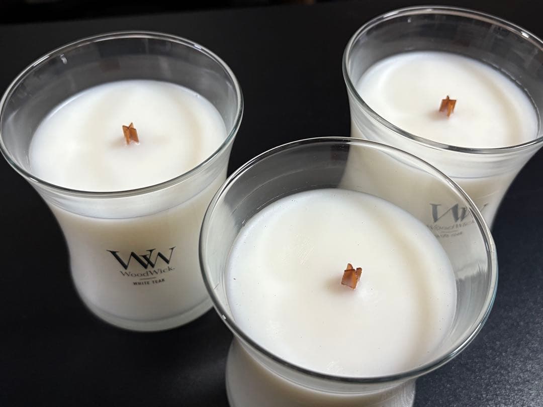 WW wood wick white teak Mサイズ　3個セット