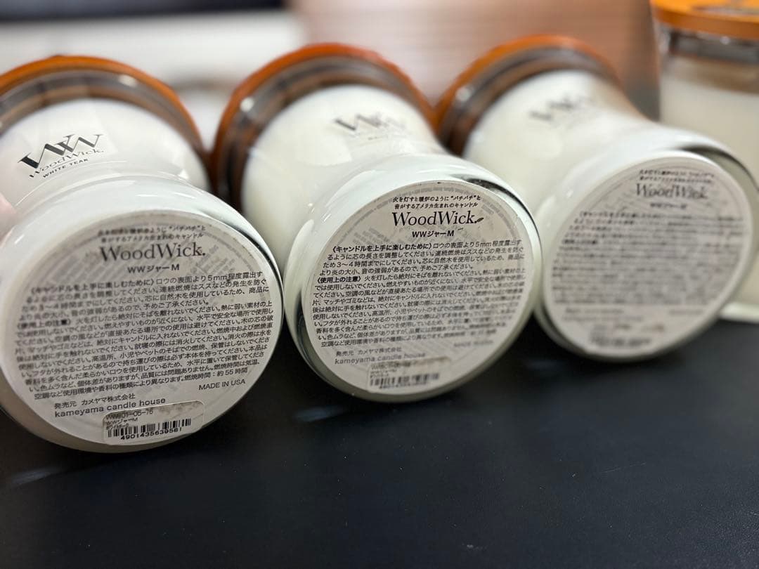 WW wood wick white teak Mサイズ　3個セット