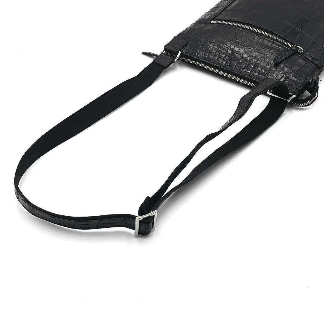 定価25万!!! JRA公認 マットクロコ ショルダーバッグ センター取り 黒