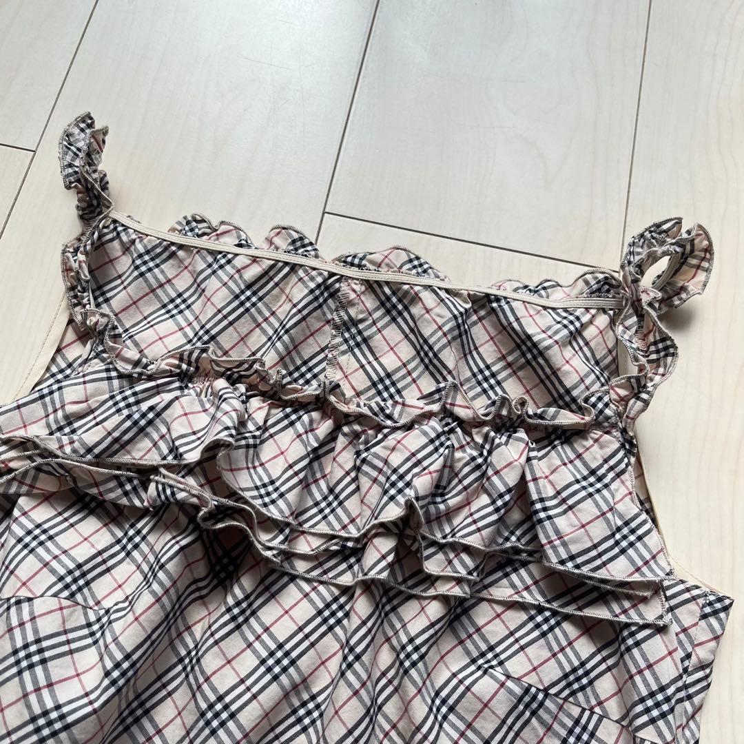 Y2K バーバリーブルーレーベル ノバチェック フリル キャミソール ベージュ