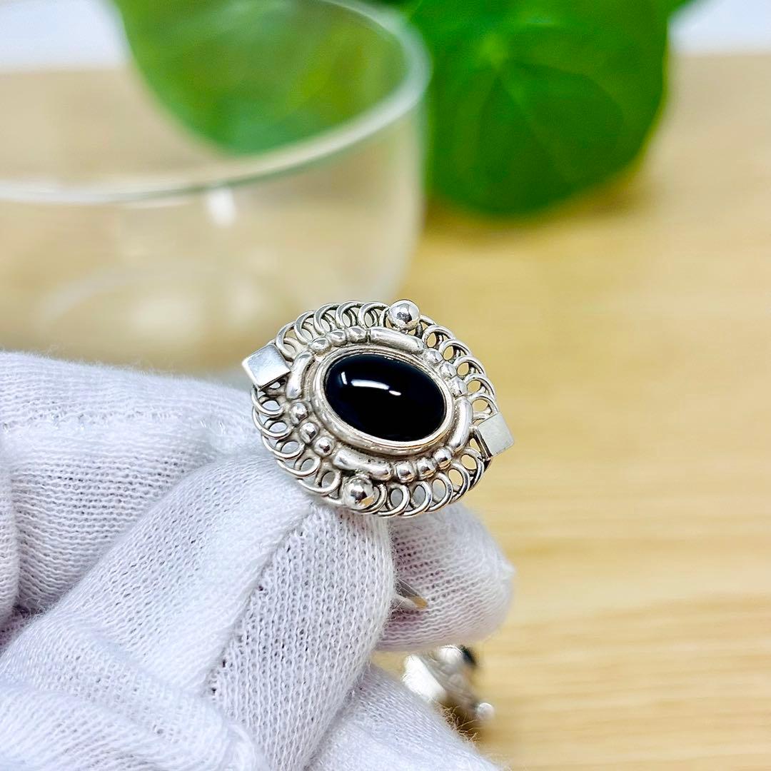   19B オニキス シルバー　カフス　925S