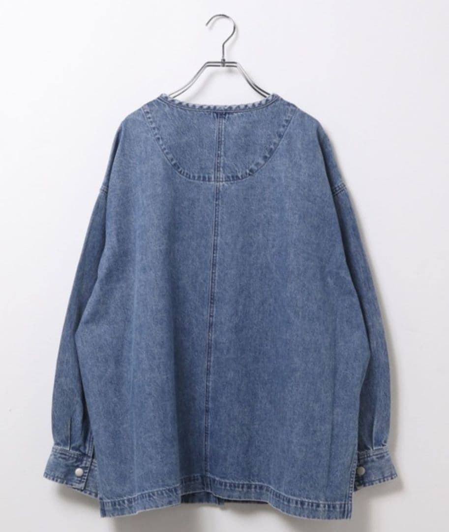 新品LEPSIMノーカラーデニムシャツ