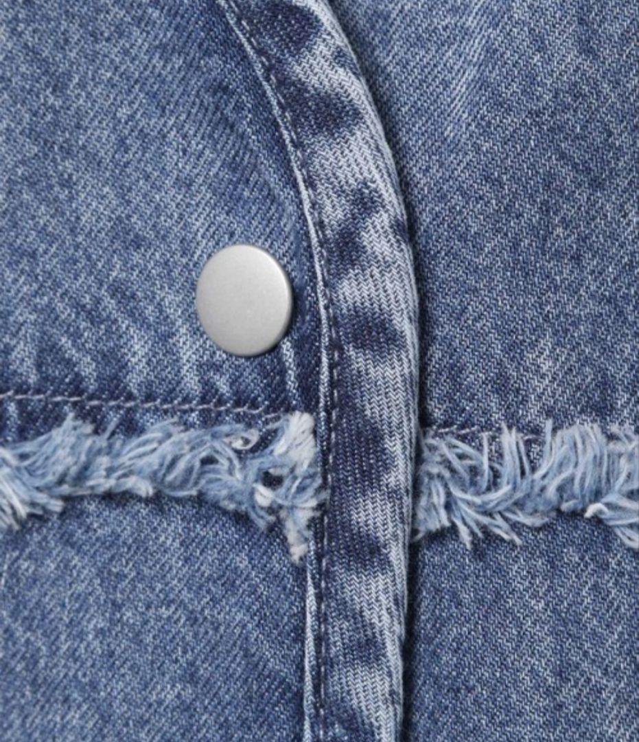 新品LEPSIMノーカラーデニムシャツ