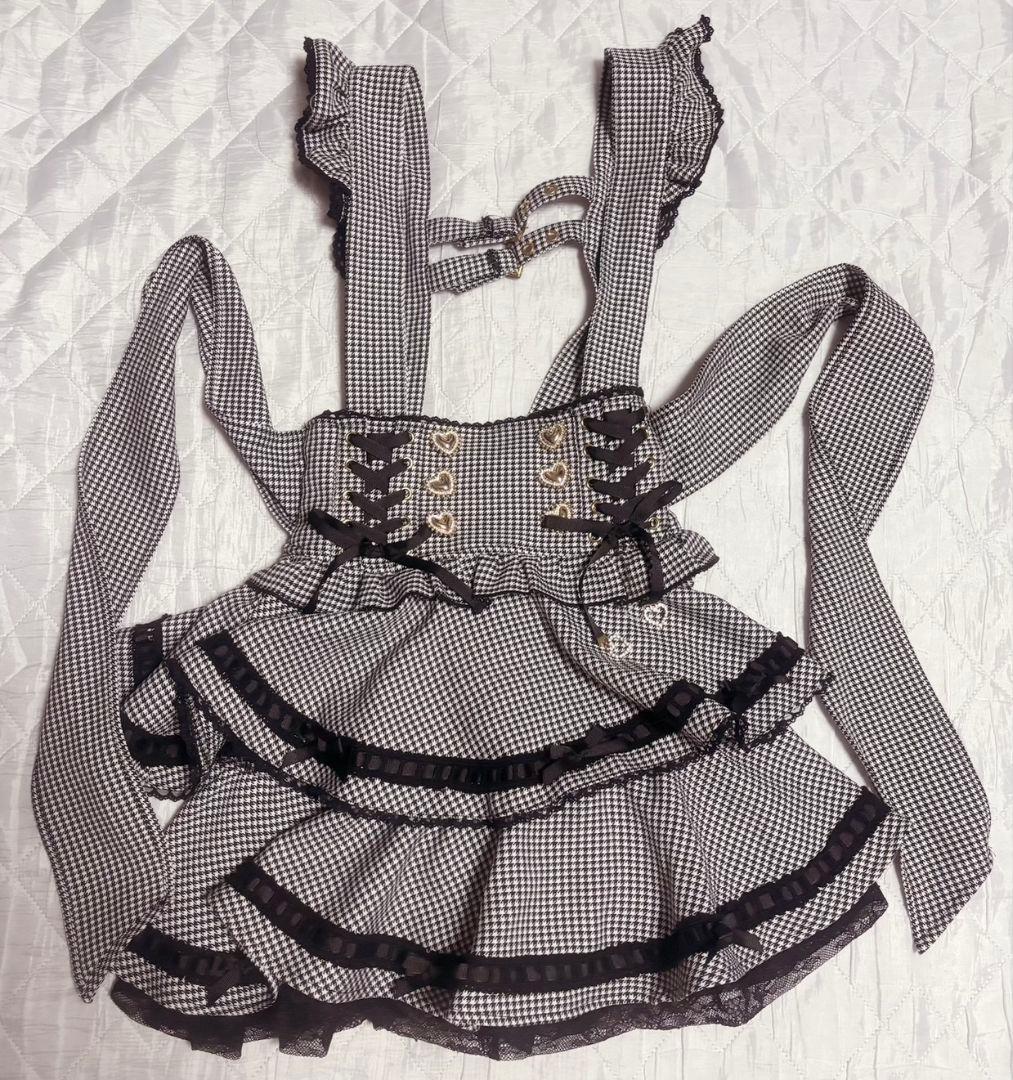 LIZLISはしごリボンチェックティアードスカパン