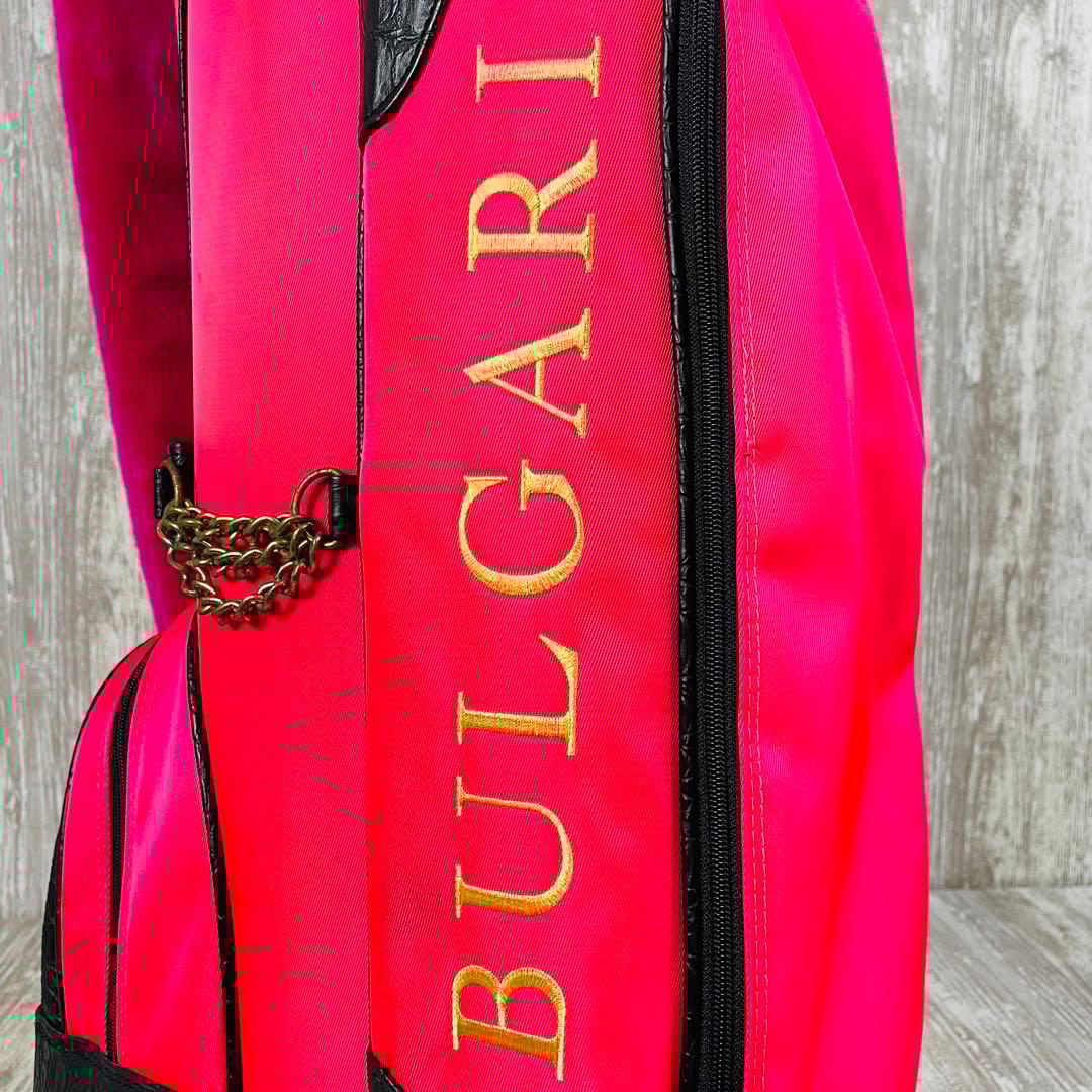 【希少品】BVLGARI ブルガリ キャディバッグ 型押し ロゴ刺繍 ピンク