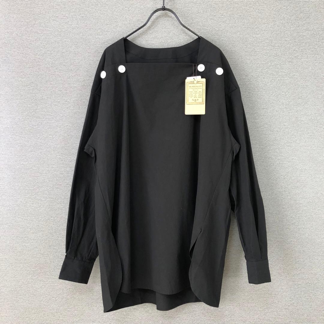 未使用品 BEARDSLEY スクエアネックボタンシャツ F ブラック