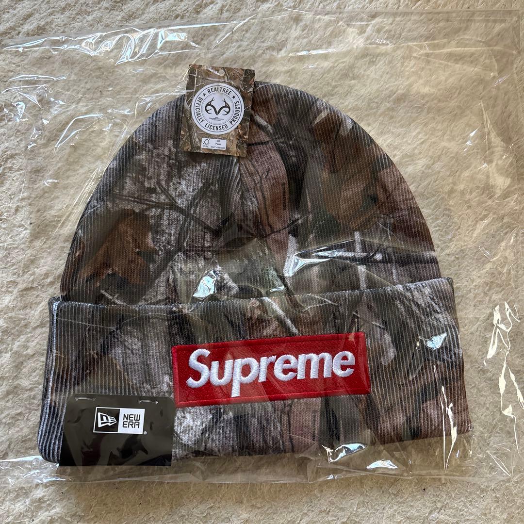 supremeリアルツリーボックスロゴ新品NEWERAニット帽