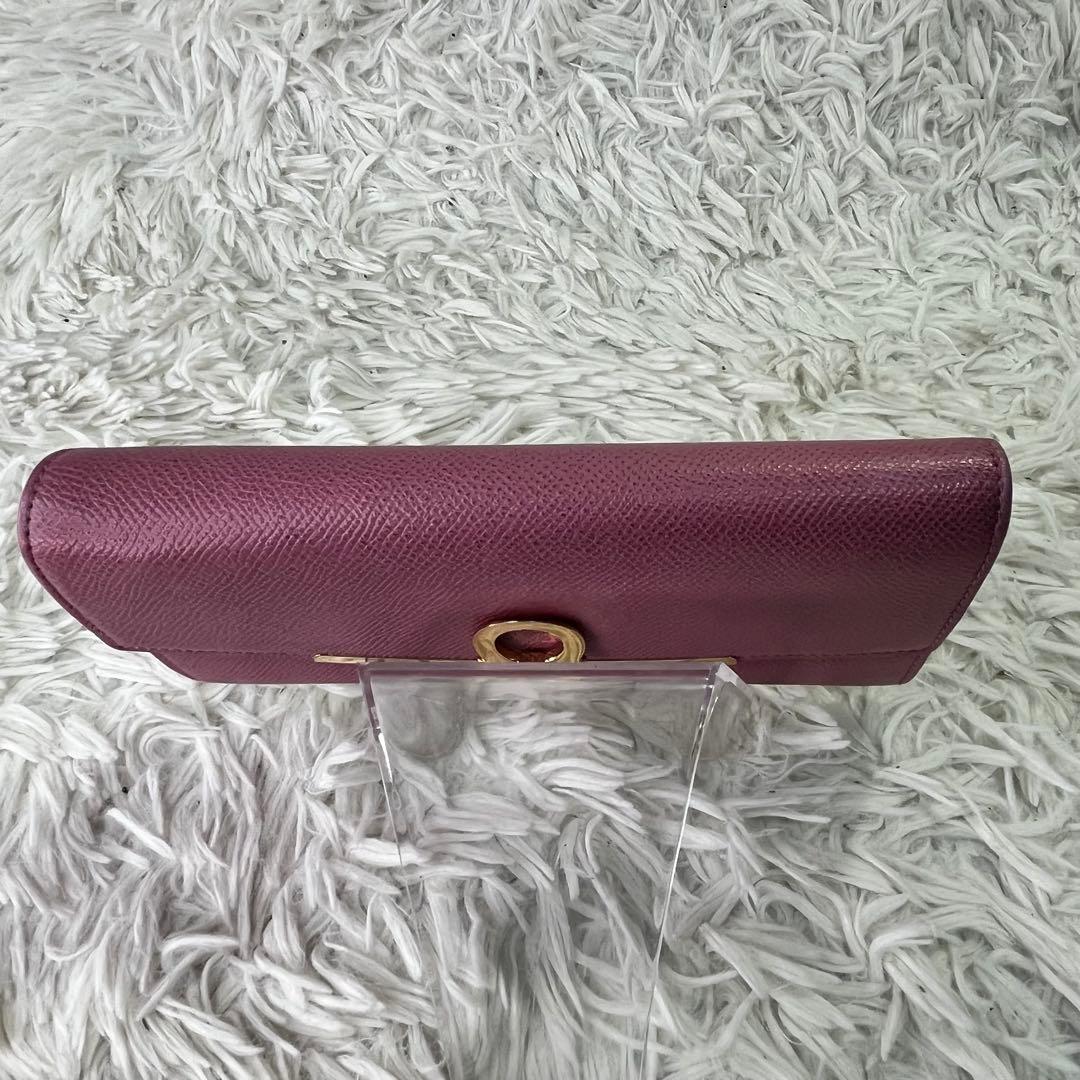 良品✨Ferragamo フェラガモ 二つ折り長財布 ガンチーニ　レザー ピンク