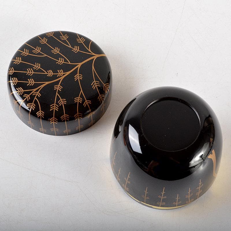 tora117　山中塗　坂下雄峰造　芽張柳蒔絵　大棗　共箱　V　5775