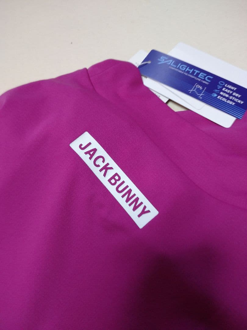 5サイズL ピンク メンズ モックネック 半袖 ジャックバニー ゴルフウエア