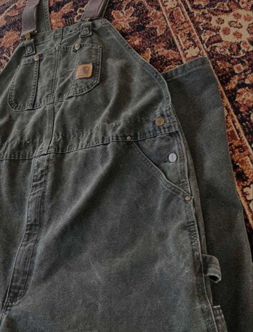 カーハート　オーバーオールダブルニー　カーキ　48×32