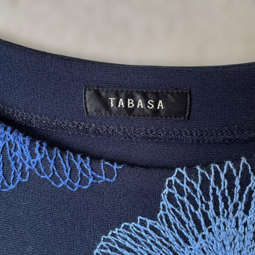 TABASA 花柄刺繍 チュニック ネイビー美品