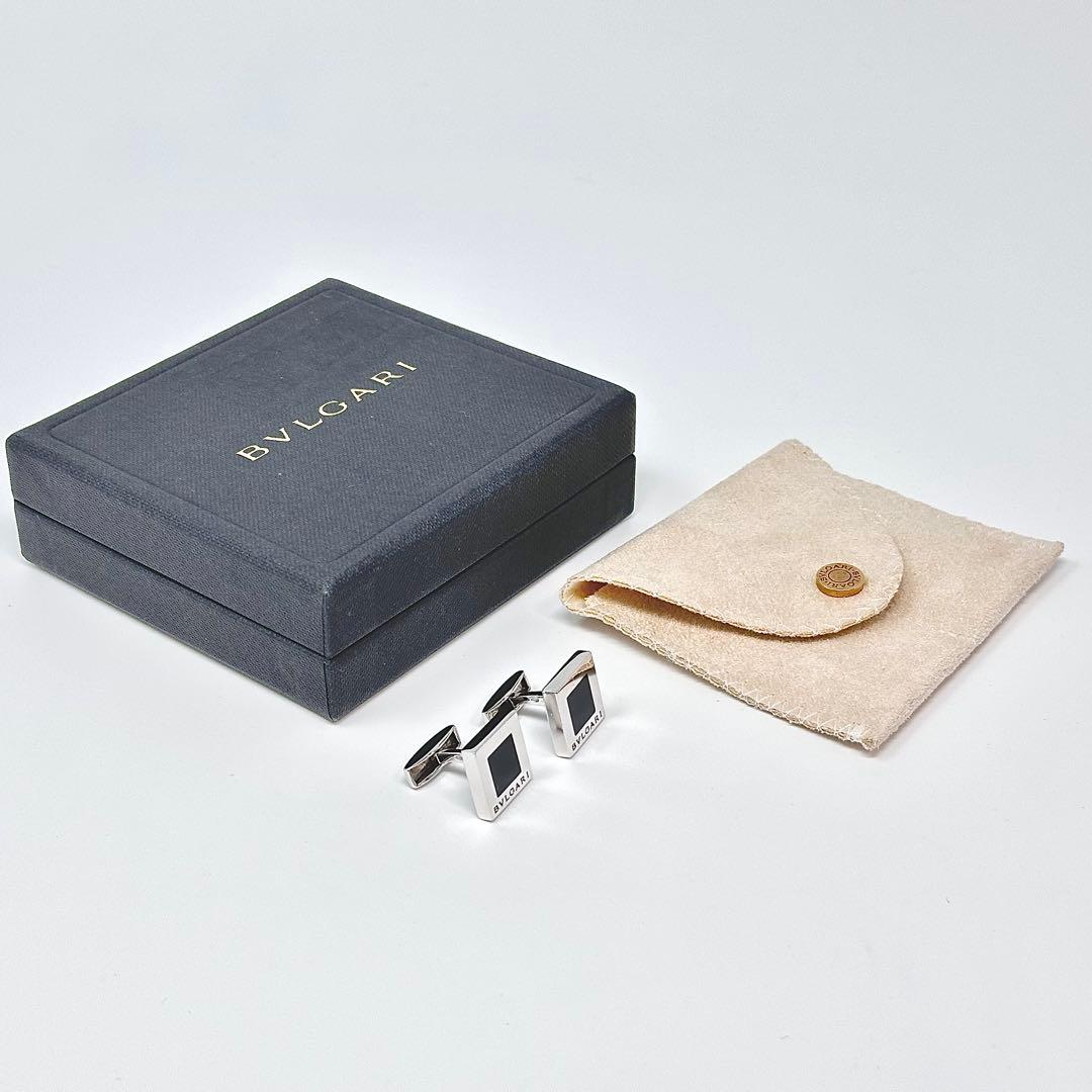 BVLGARI ブルガリ　スクエアトップ　オニキス　シルバー　カフス　925