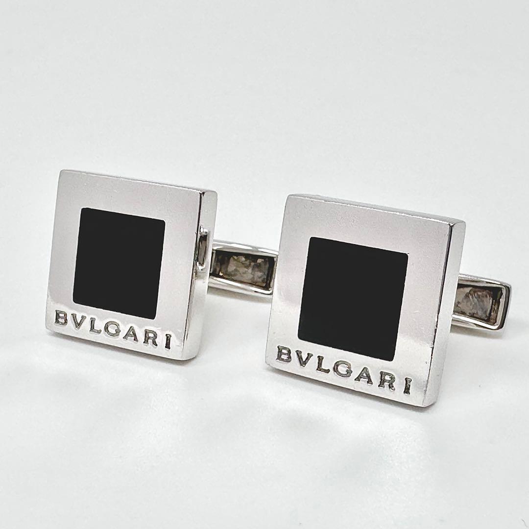 BVLGARI ブルガリ　スクエアトップ　オニキス　シルバー　カフス　925