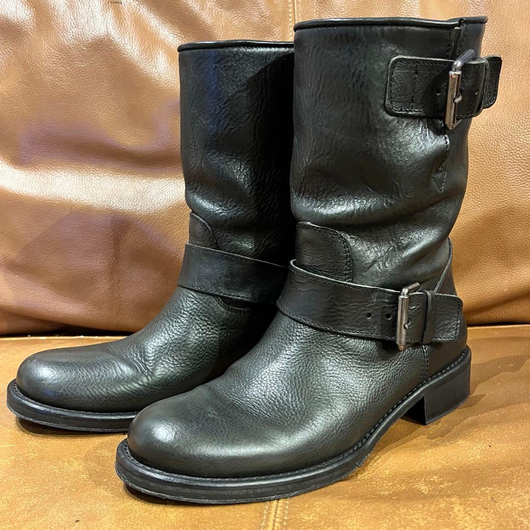 【はな】本革レザー ファビオルスコーニ エンジニアブーツ 24.0 黒