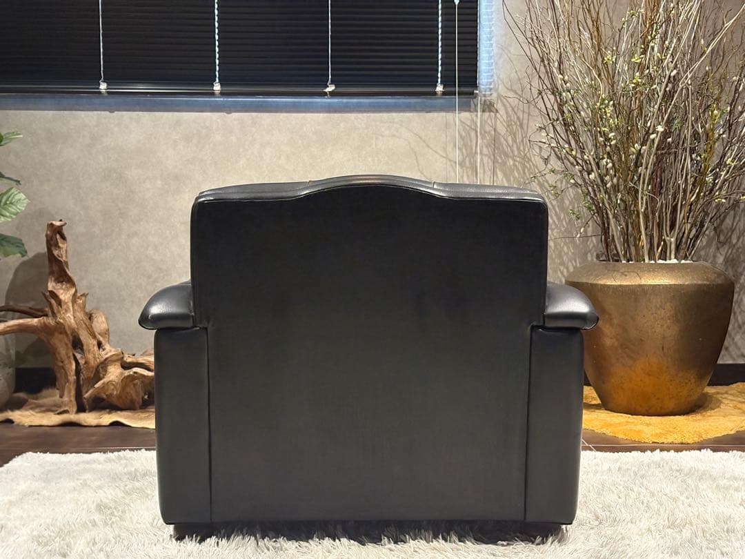 ①karimoku カリモク　レザーソファ　本革　リベット打ち　アンティーク　G