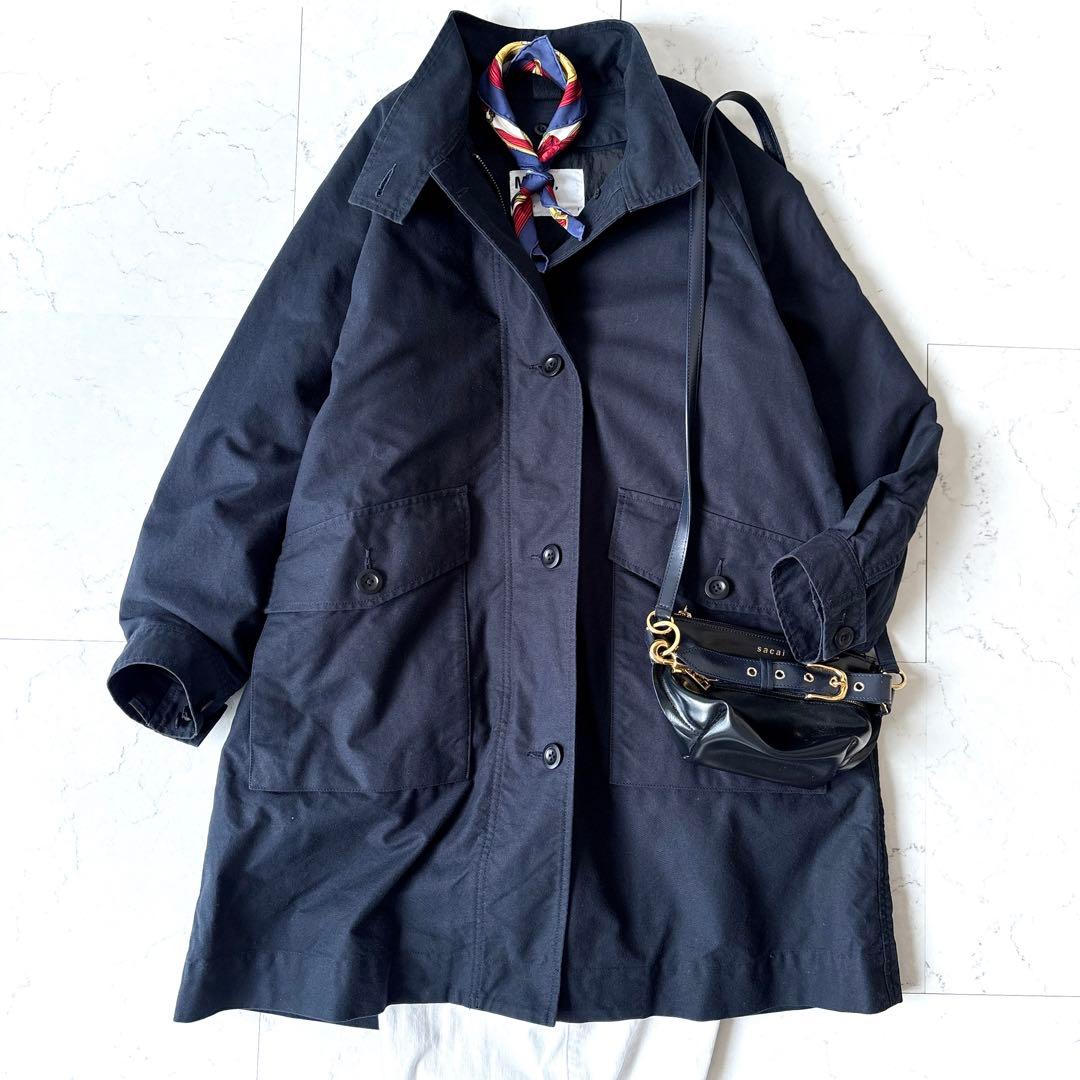 美品 MHL. ダウンライナー付 2way ステンカラーコート ネイビー 大き目