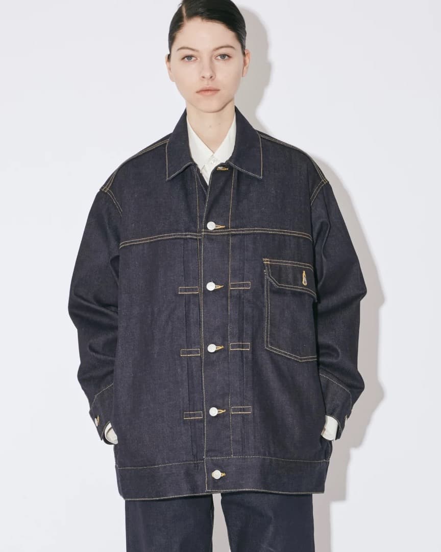 【美品】beautiful people セルビッジデニム ビッグブルゾン 34