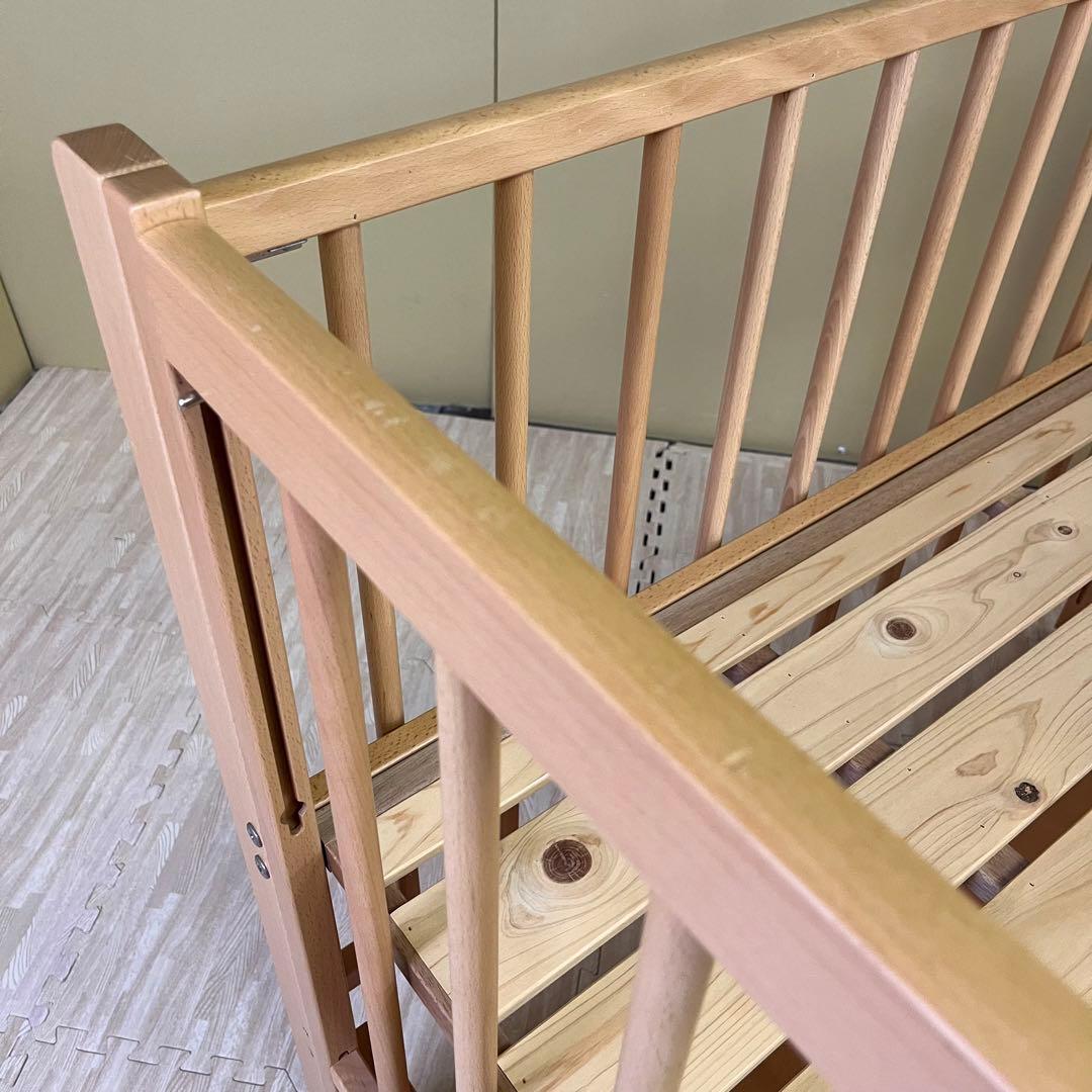 ☆除菌清掃済☆　美品　日本製　サワベビー　ハイタイプ　すのこ床板　3面スライド