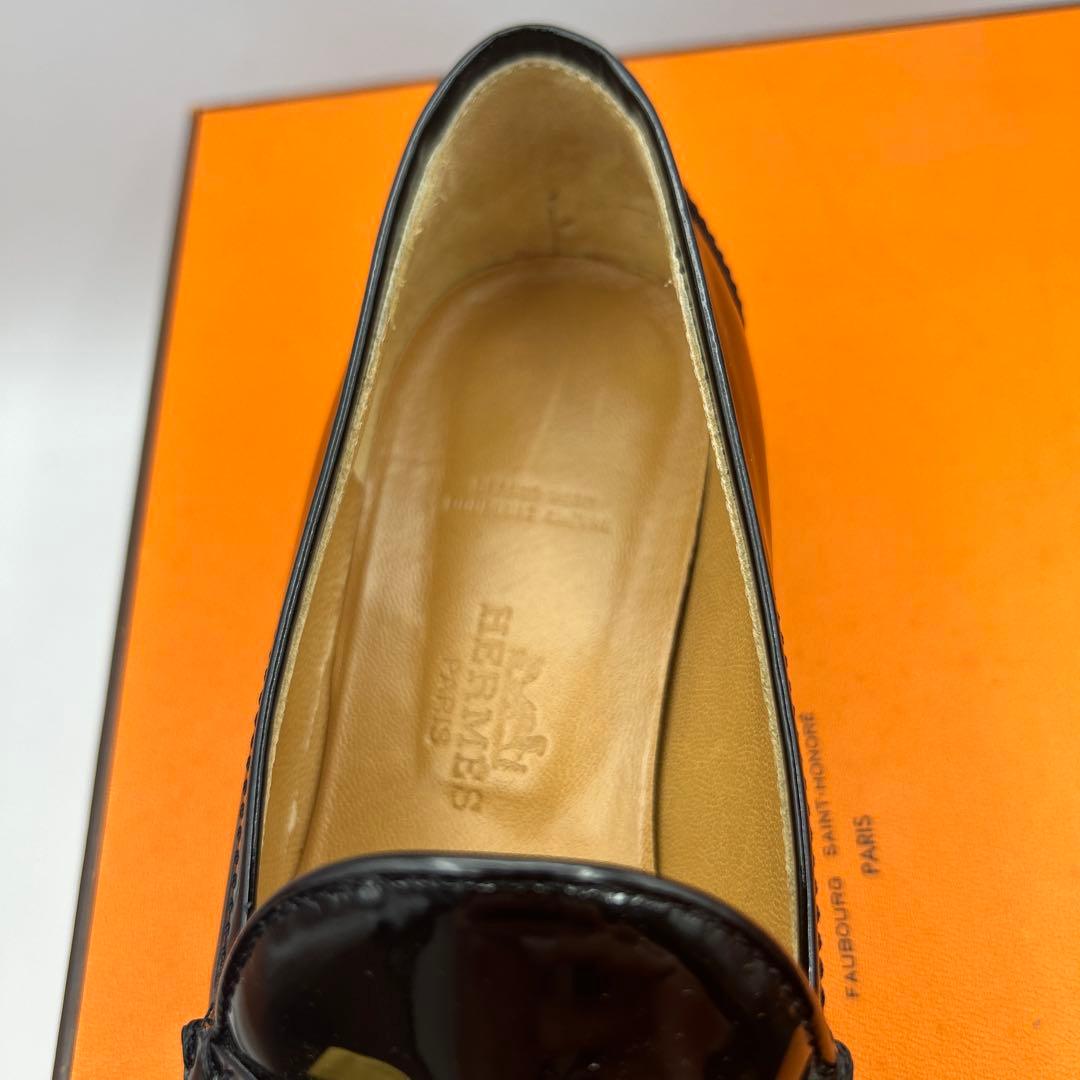 極美品 エルメス コンスタンス Hロゴ ブラック ローファー 36 1/2