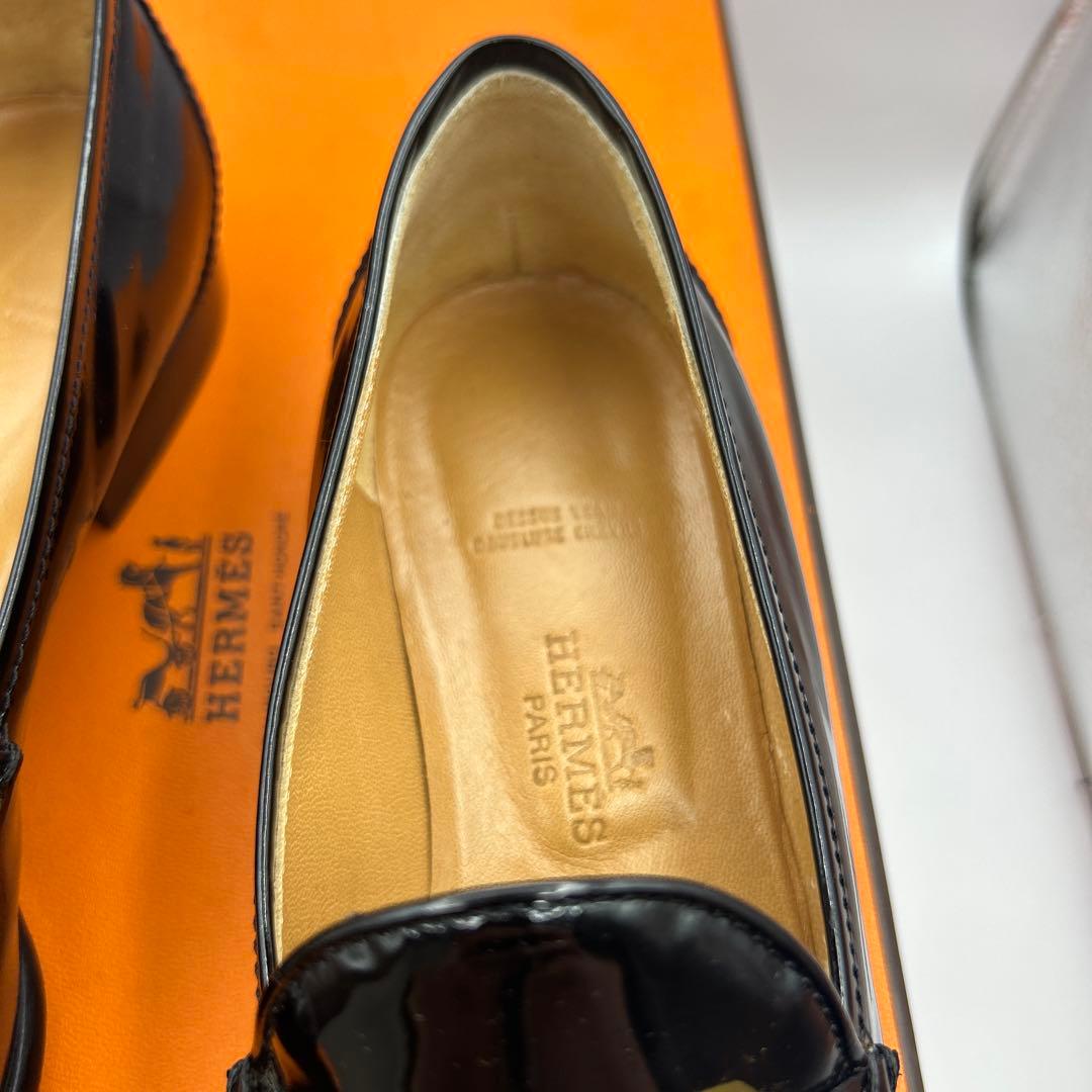 極美品 エルメス コンスタンス Hロゴ ブラック ローファー 36 1/2