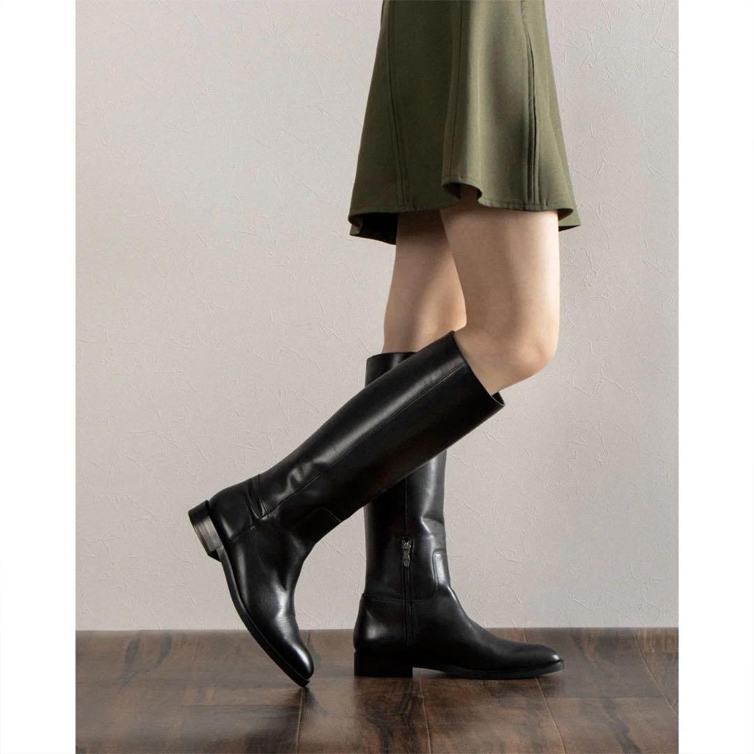 ダイアナ　ブラックレザー ロングブーツ