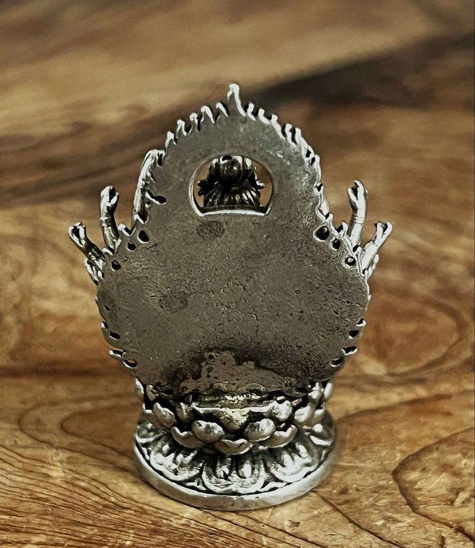 仏教美術 白銅 小型 細密細工 千手観音像 仏像 H4.5㎝