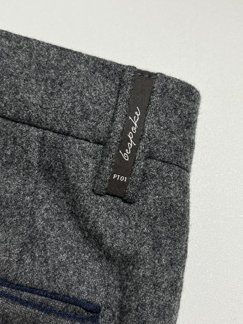 PT01 グレー ウール フランネル スラックス パンツ 446 bespoke