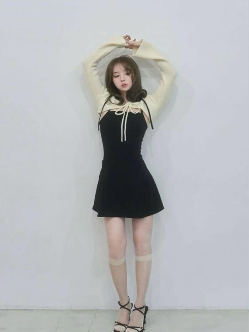 ワンピース andmary Lamia knit set mini dress black