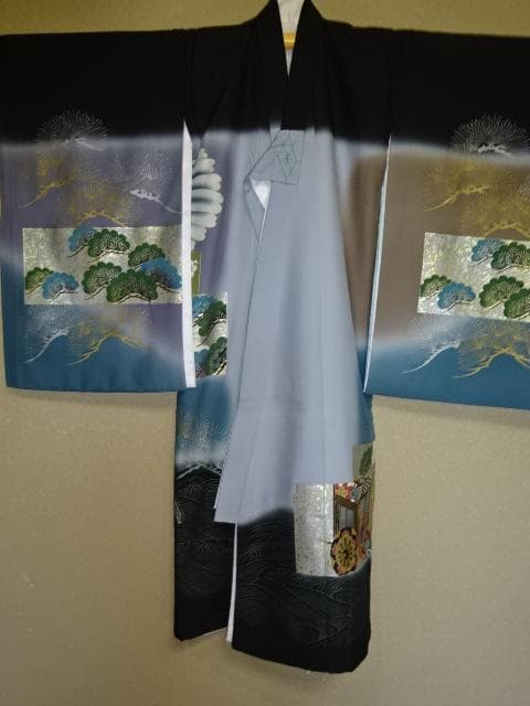 男児 お宮詣り　紋なし　産着一つ身着物　鷹