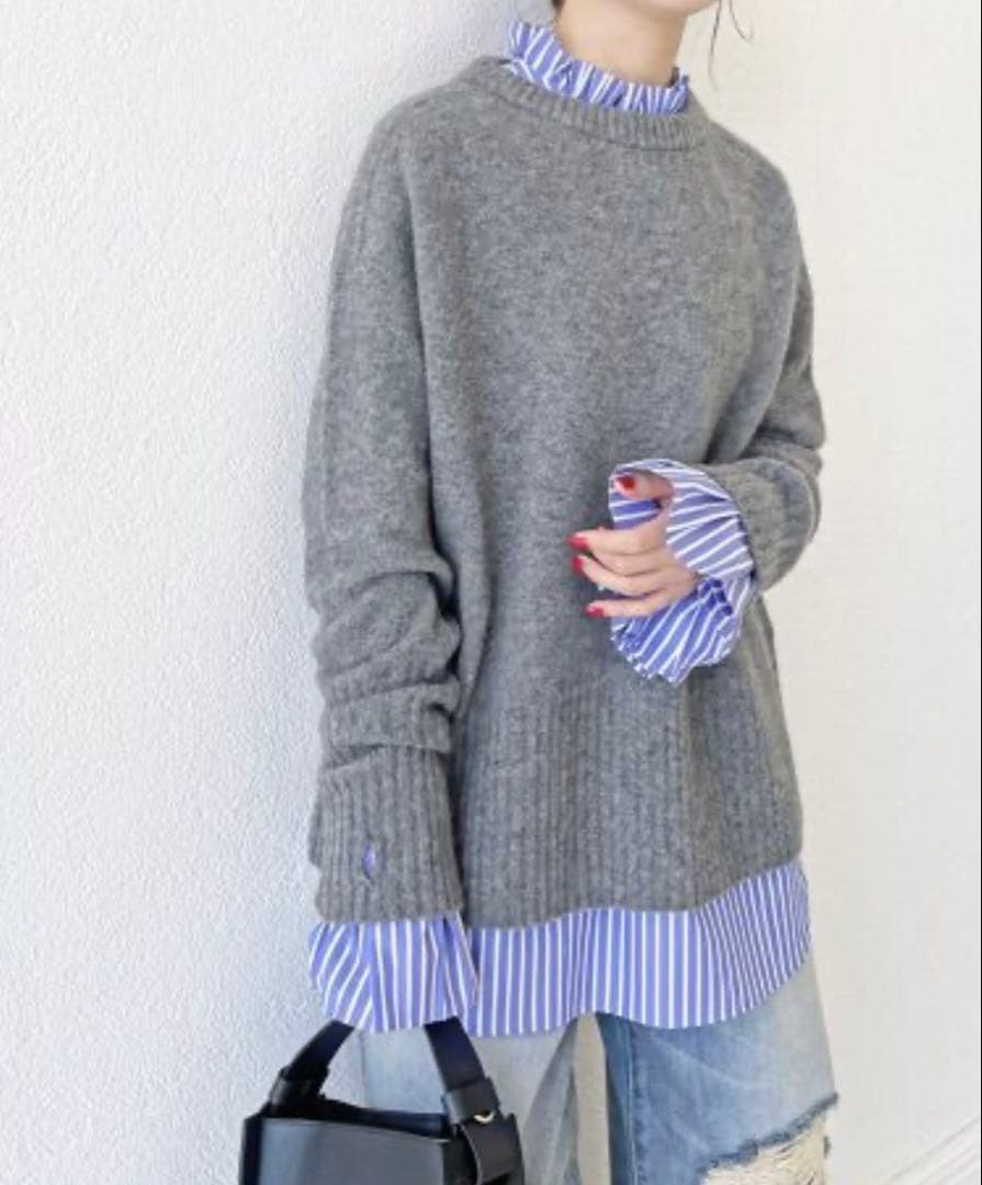 【新品】Spick & Span コットンブロードタックフリルブラウス　ホワイト