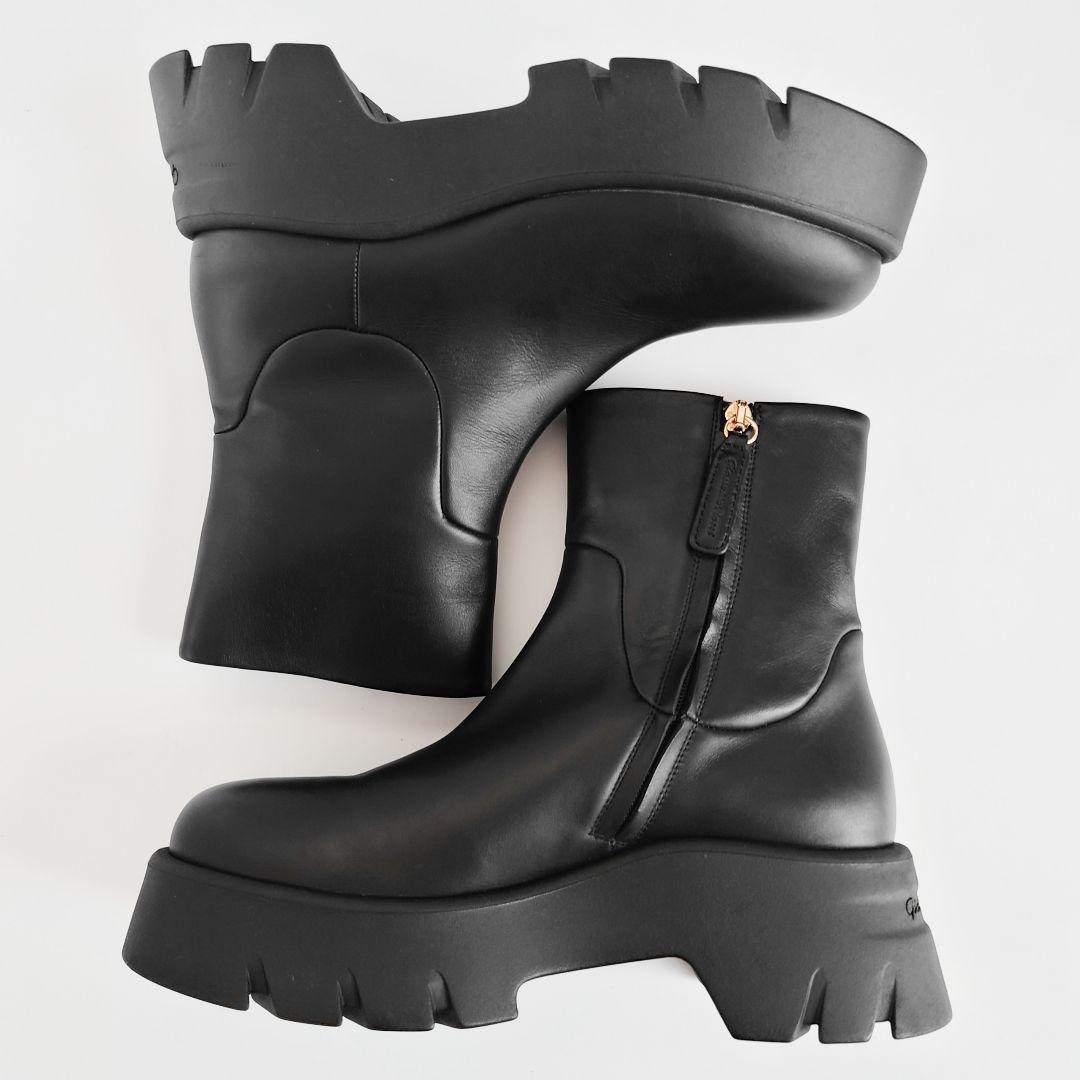 未使用 ジャンヴィトロッシ サイドジップ レザー ブーツ セルジオロッシ