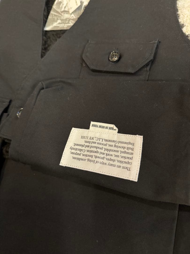 エンジニアードガーメンツ Fowl Vest コットンダブルクロス 黒 S