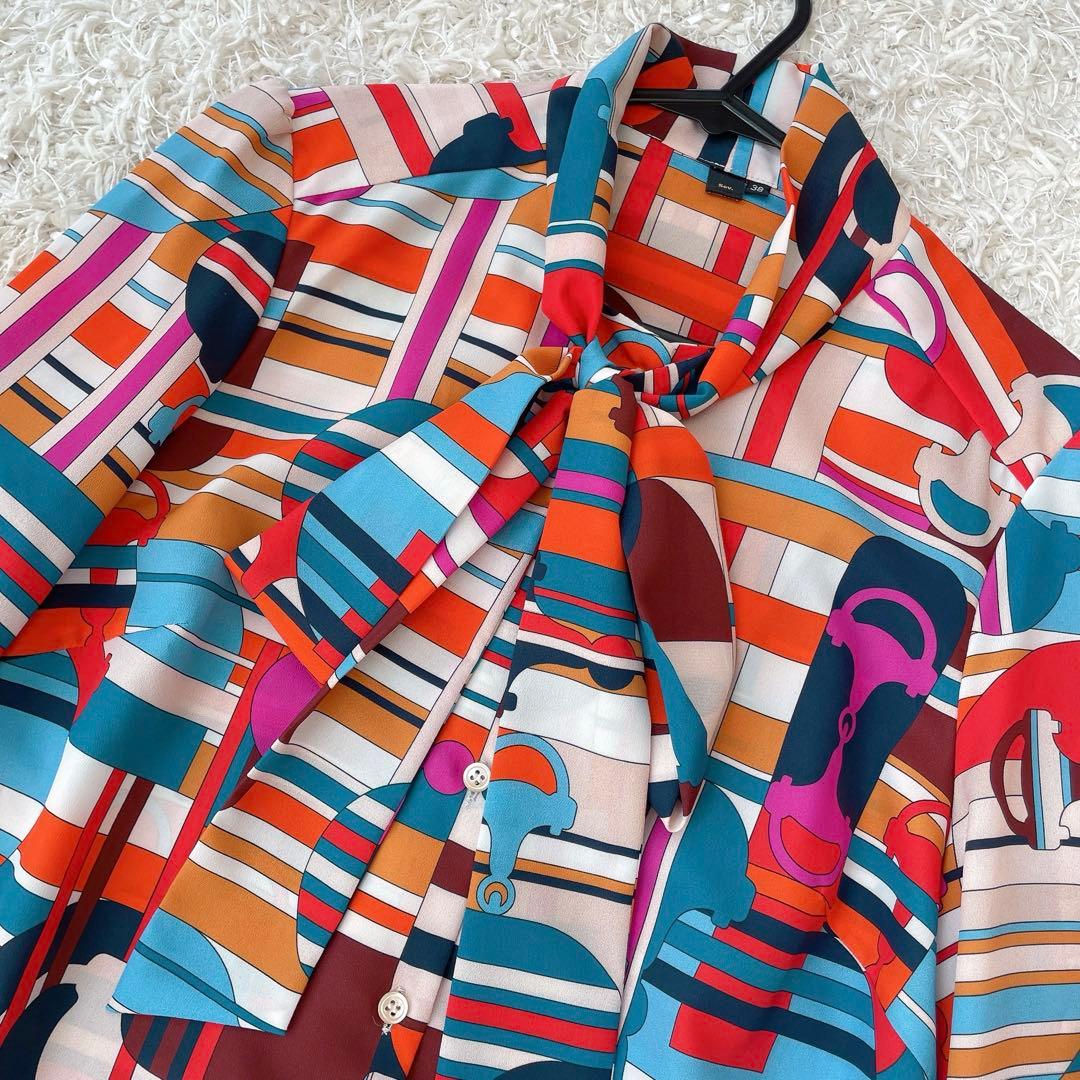 【未使用✨】ソブ sov . プリント柄ボウタイブラウス 派手 リボンタイ