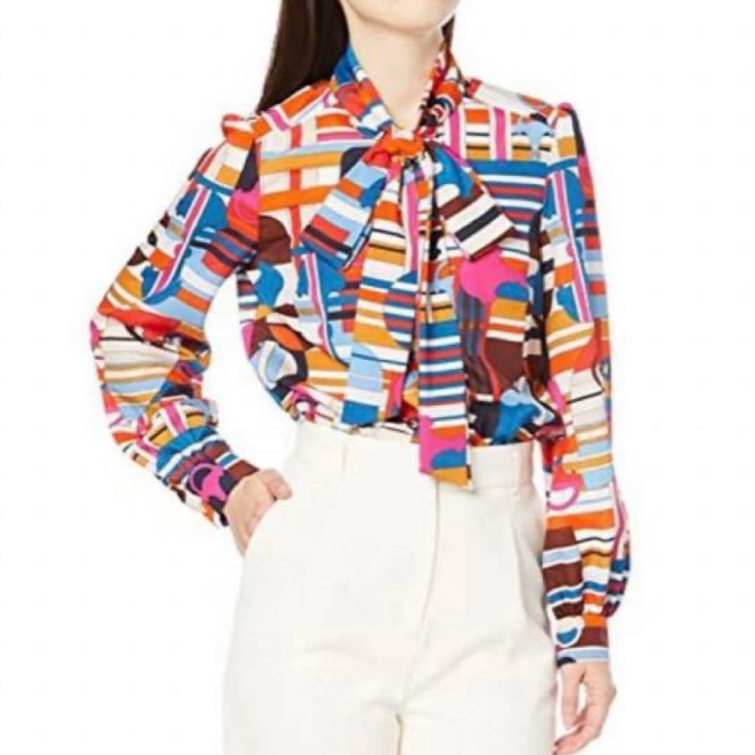 【未使用✨】ソブ sov . プリント柄ボウタイブラウス 派手 リボンタイ