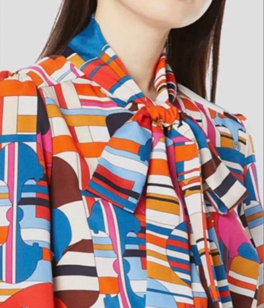 【未使用✨】ソブ sov . プリント柄ボウタイブラウス 派手 リボンタイ