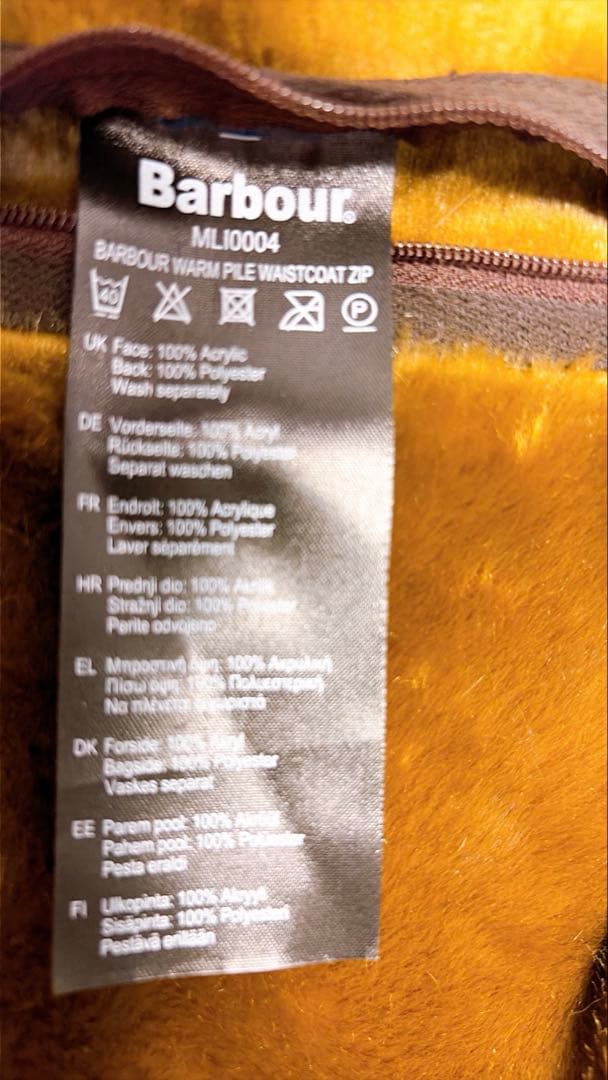 【未使用に近い】Barbour ライナー 38 2ワラント
