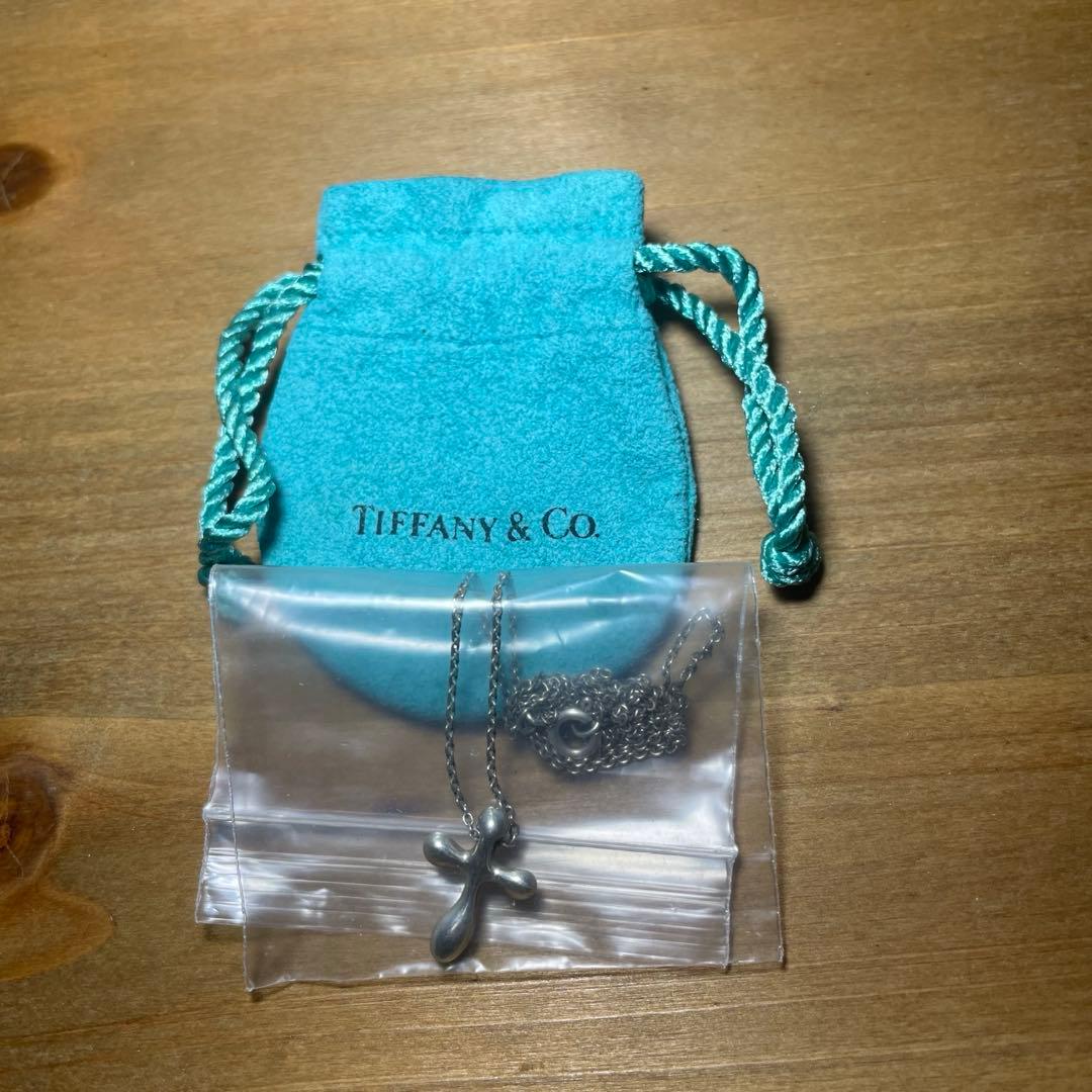 流*イ様 Tiffany ディアドロップ スモールクロス ネックレス シルバー9