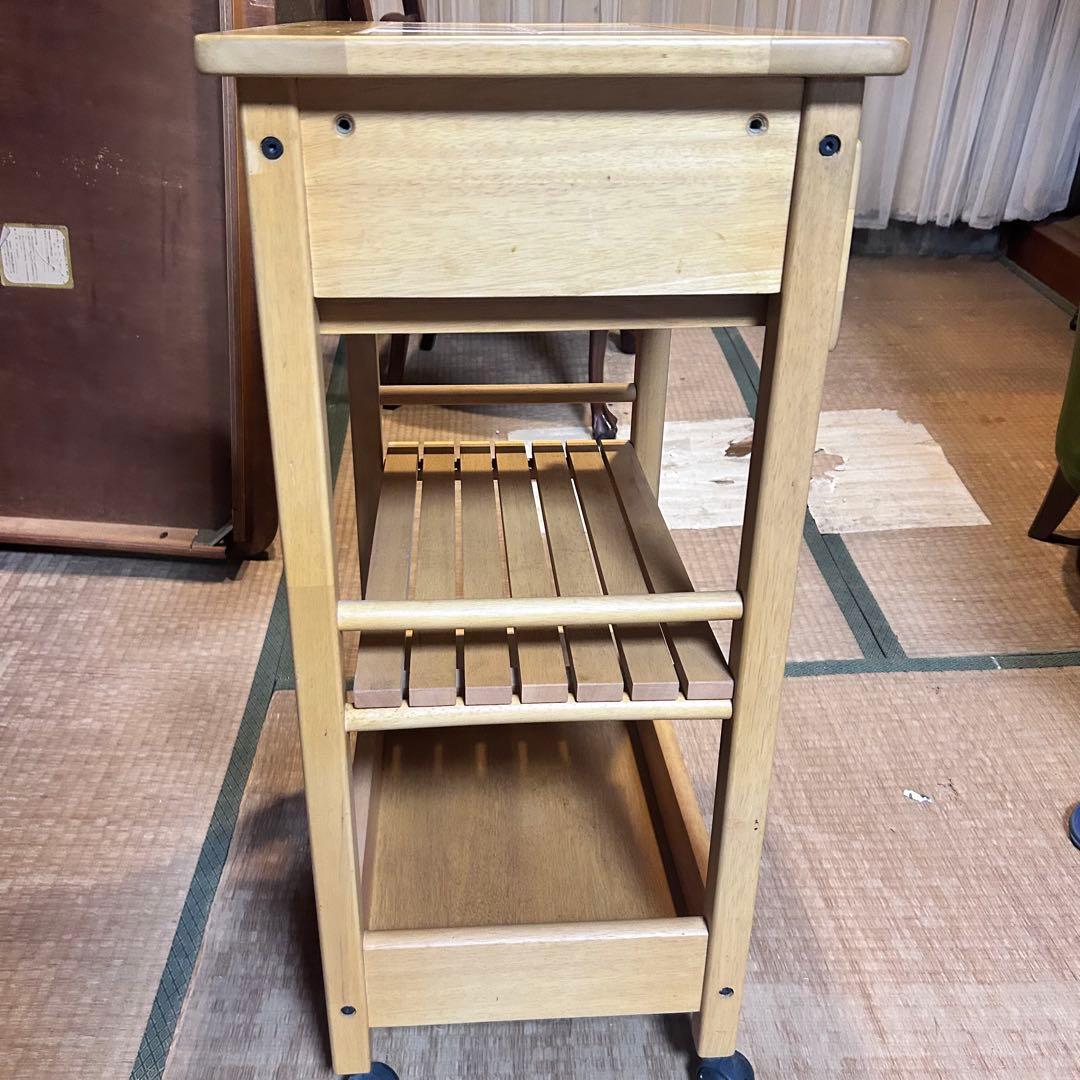 【希少】森のサーカス 木製キッチンワゴン タイルトップ キャスター付