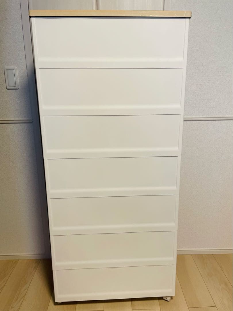 送料込 天馬 FITS フィッツプラス チェスト ７段　ホワイト　メープル