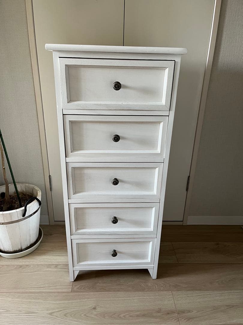 【未使用】　アンティーク調　スリムチェスト　5段