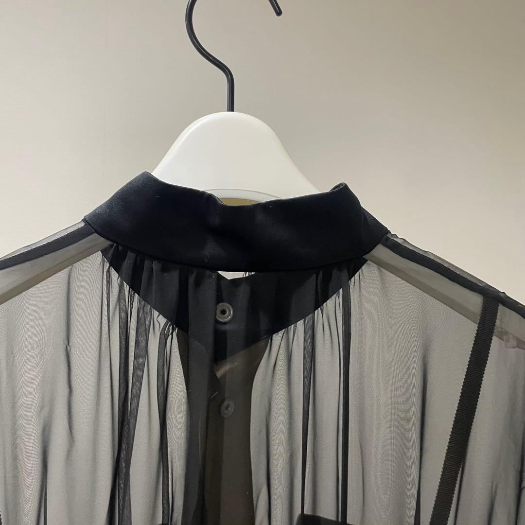 Sacai シアー プリーツ ワンピース ミリタリー ワーク ベージュ