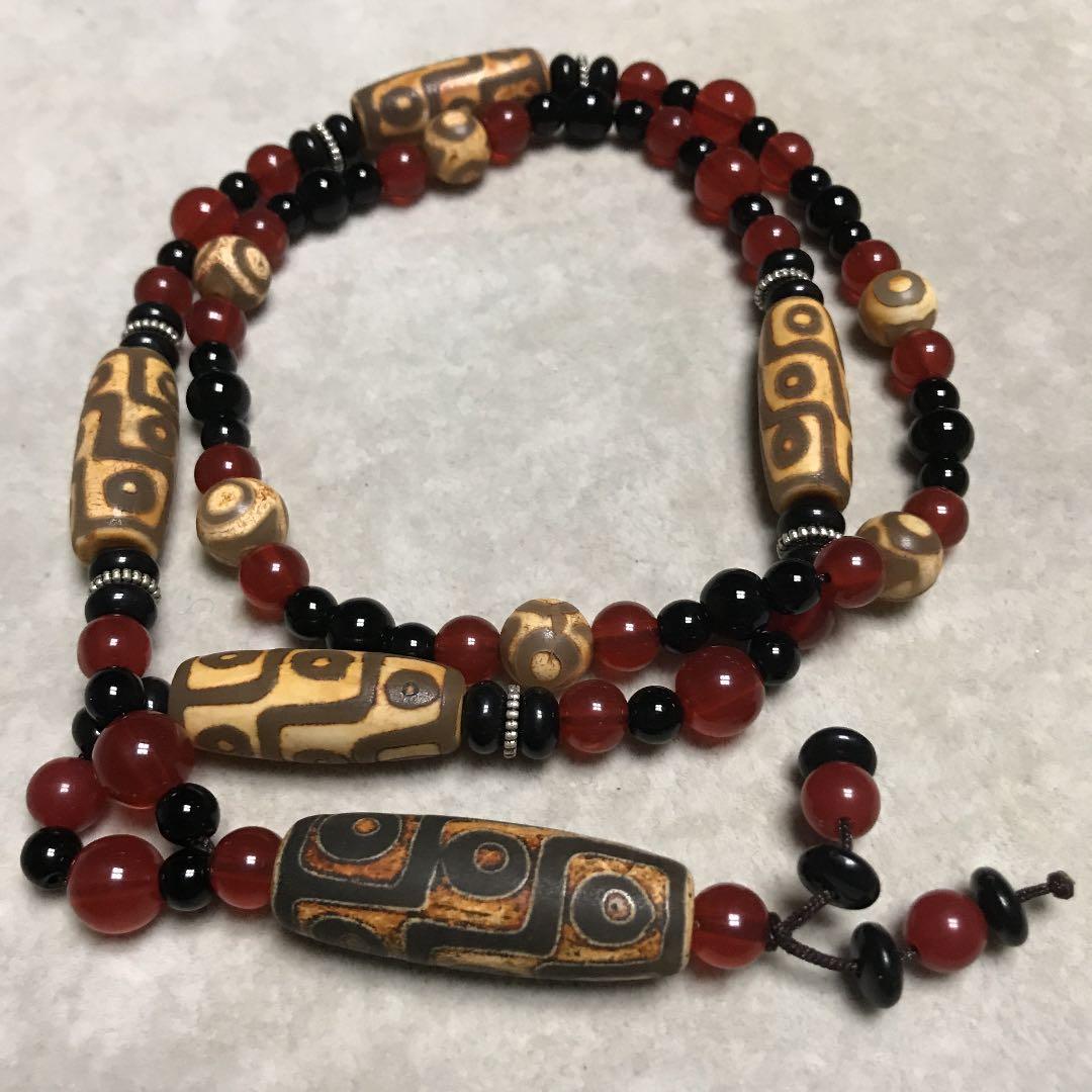 ★特選一品★激レア☆チベット発祥【天珠首飾りブラウン『九眼&三眼天珠』瑪瑙】❤️