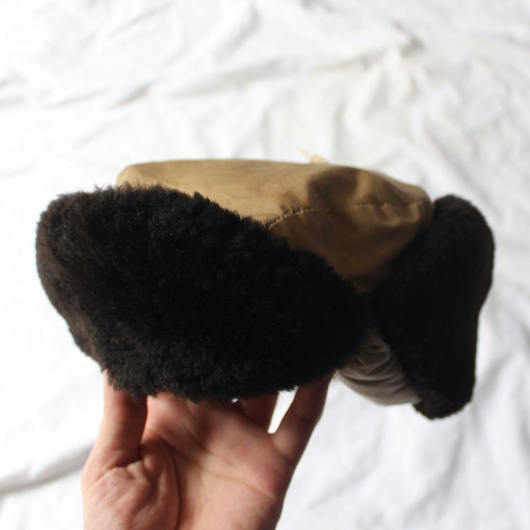 名作 80s Eddie Bauer ダウン フライトキャップ ボア ベージュ