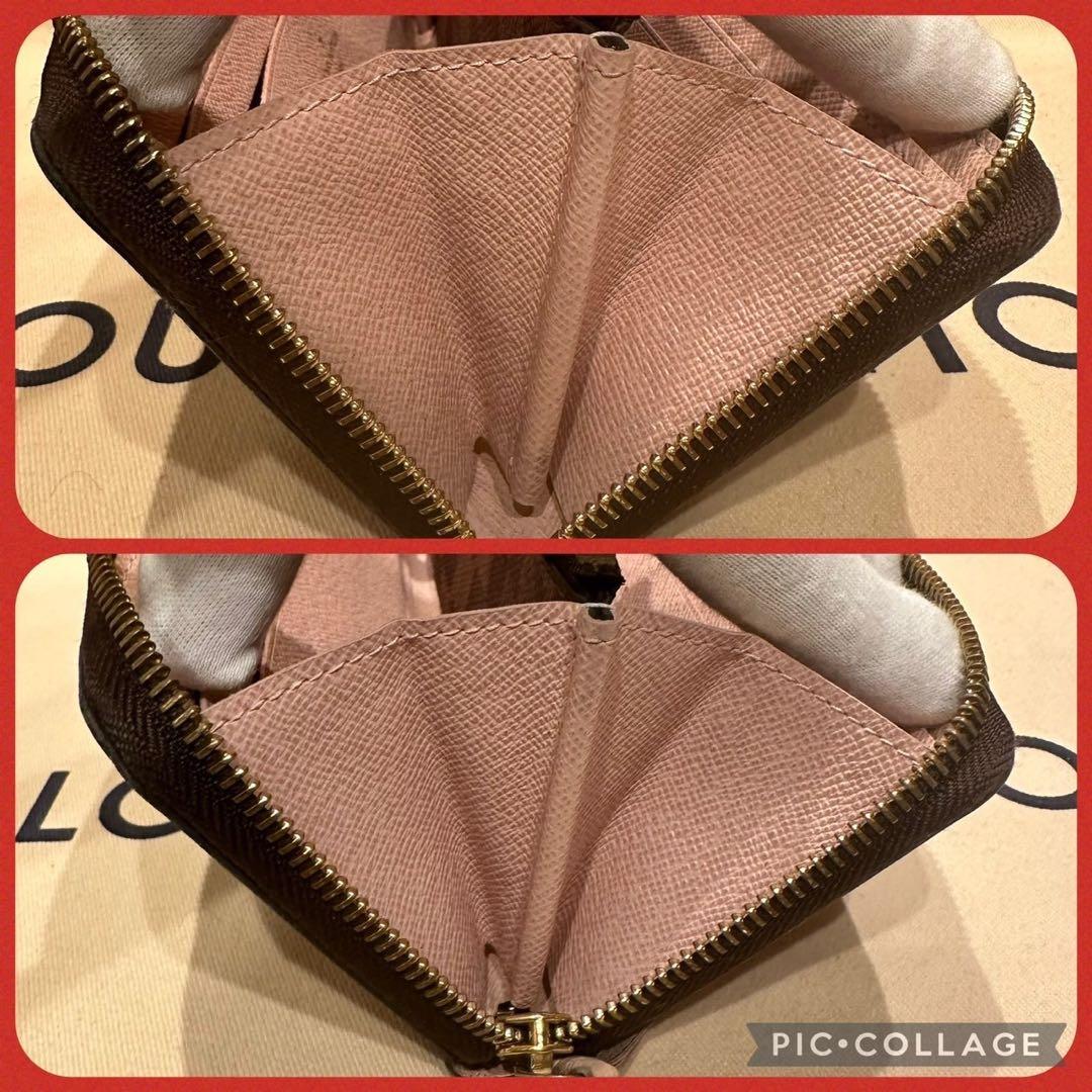 【極上美品】ルイヴィトン ダミエ エベヌ クレマンス ジッピー ローズ 長財布