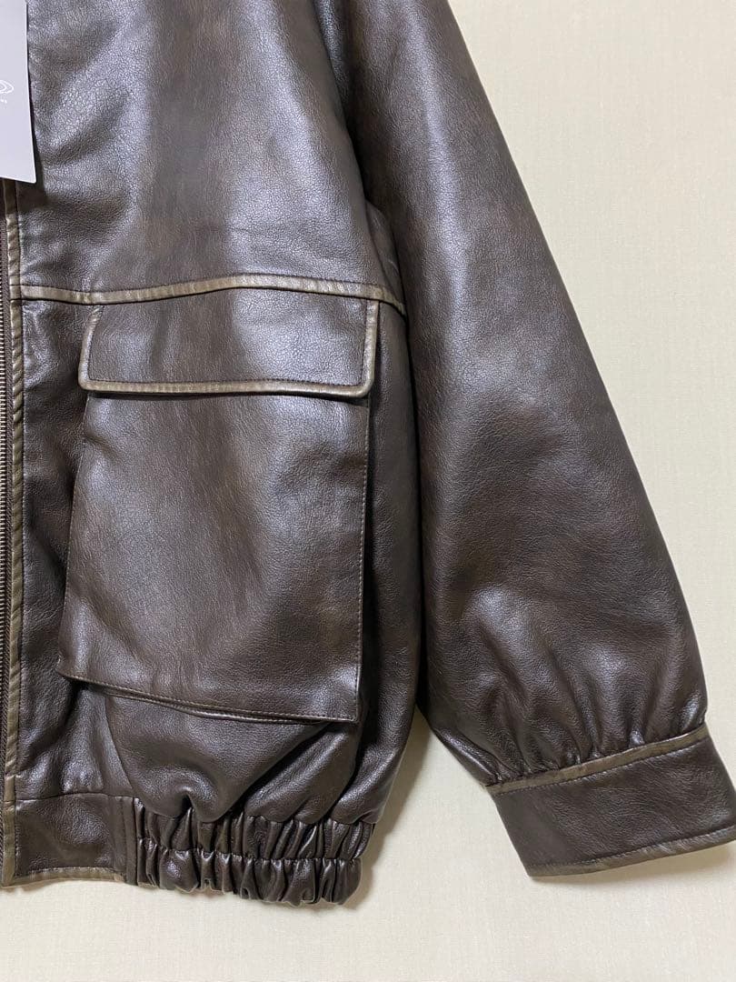 新品　Ray BEAMS フェイクレザー フライト ジャケット　ブラウン　1